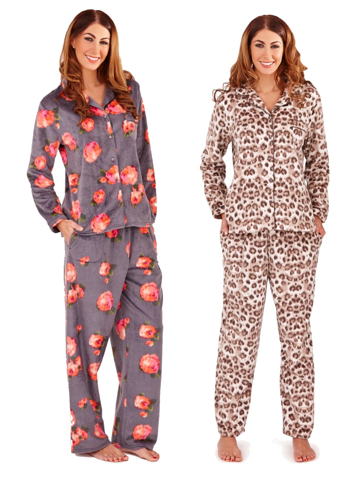 Womens Luxury Full Length Brushed Fleece Pyjamas Twosie Pjs Ladies Size